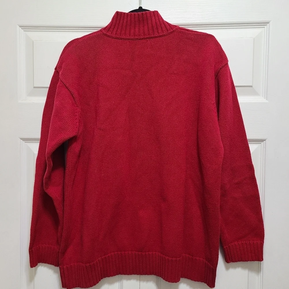 Lauren Ralph‎ Lauren Cotton Long Sleeve Crest Red Sweater Mens Large VTG EUC
